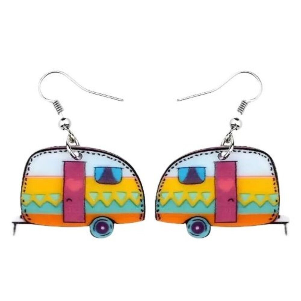 Dangle Camper Trailer Earrings Costume Jewelry